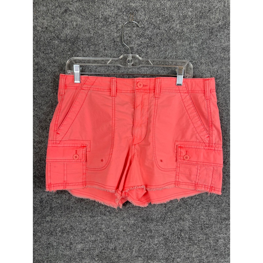 American Eagle Cargo Shorts Womens 12 Pink Excellent Frayed Hem Utility Mid Rise